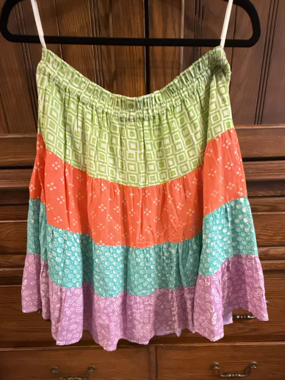 USINDO Tiered Skirt Size M Multicolored Pattern Rayon Bohemian